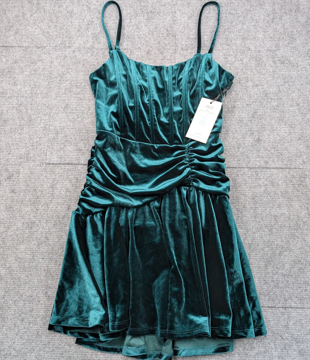 Iris Velvet Mini Dress Womens Large Corset Whimsigoth 90s Hoco Green Renaissance